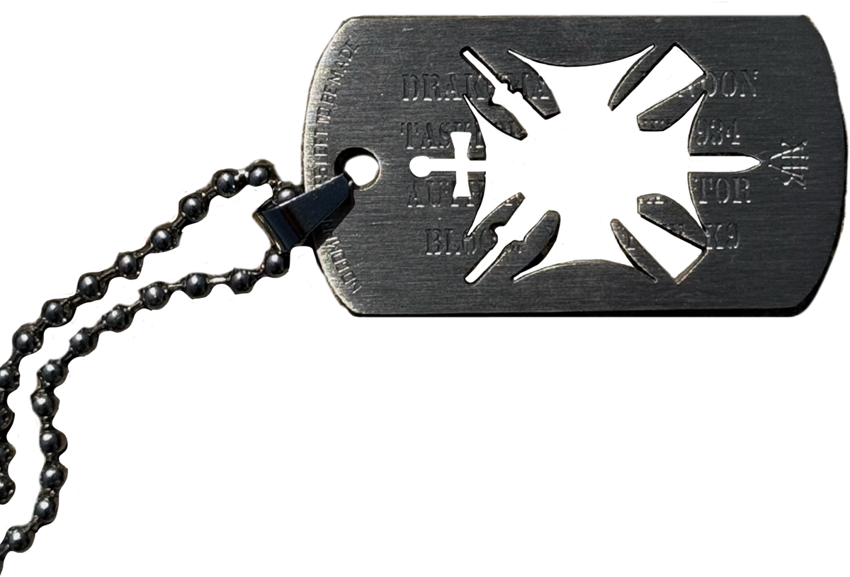 Task Force 934 Dog Tag, close-up of the laser-engraved front